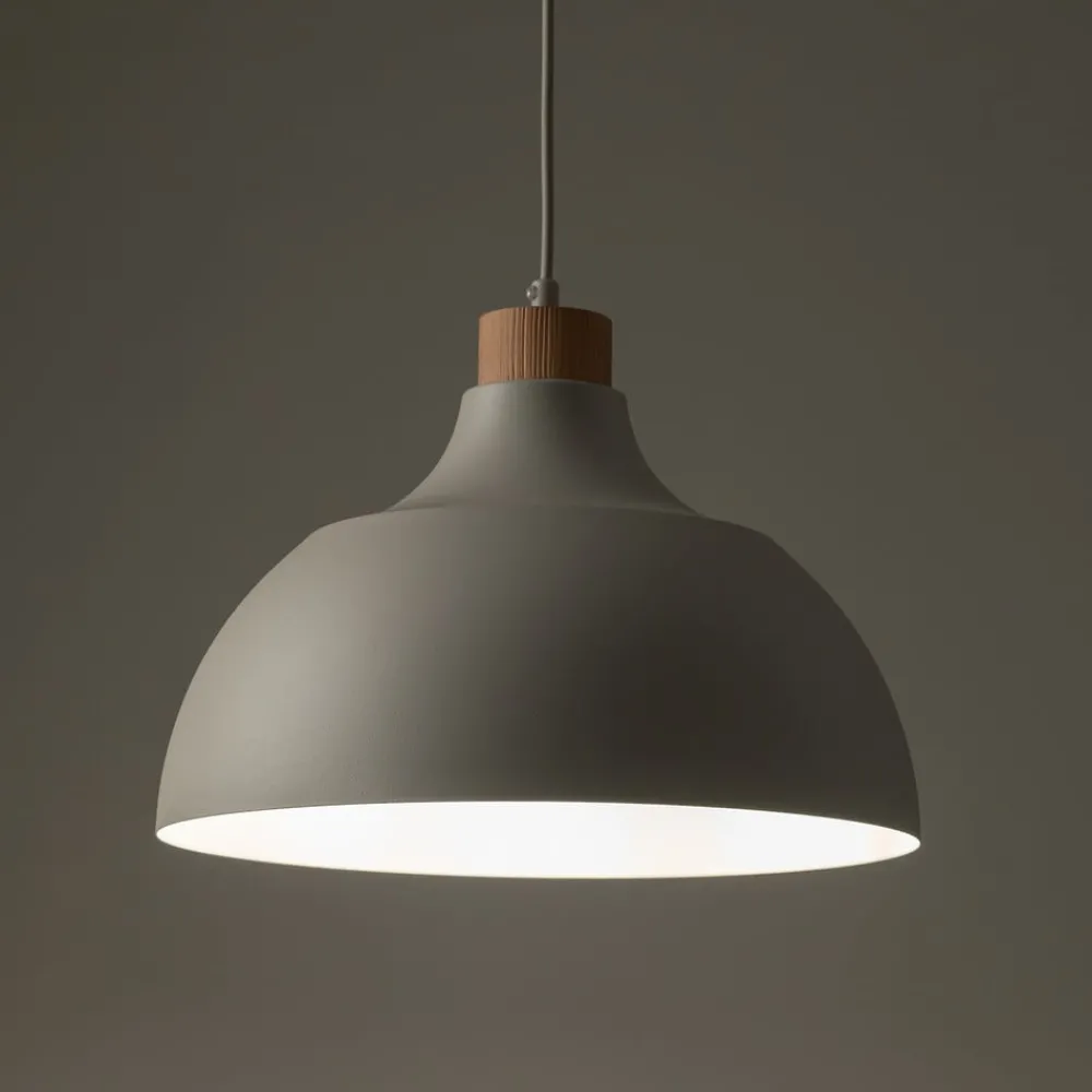 Pendellamper|Pendellamper ^ Envostar Kaitt hængelampe, beige, Ø 34 cm, trædetaljer
