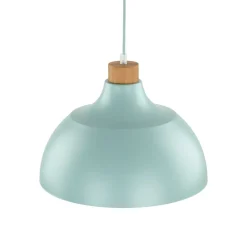 Pendellamper ^ Envostar Kaitt hængelampe, mintgrøn, Ø 34 cm, trædetaljer