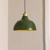 Pendellamper ^ Envostar Kaitt hængelampe, mørkegrøn, Ø 34 cm, trædetaljer