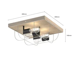 Bæredygtige Lamper ^ Envostar Neptuna loftslampe, firkantet, 4-lys.
