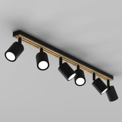 Envostar Loftlamper|Spotlights > Tino loftspot med 6 lyskilder, sort/træ