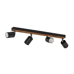 Spotlights ^ Envostar Tino loftspot med 4 lyskilder, sort/træ