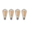 Lindby Filament Pære|Led Pærer > E27 rustik LED-pære 6 W 500lm rav 1.800 K 4 stk