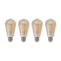 Lindby Filament Pære|Led Pærer > E27 rustik LED-pære 6 W 500lm rav 1.800 K 4 stk