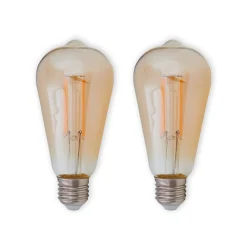 Filament Pære ^ Lindby E27 rustik LED-pære 6 W 500lm rav 1.800 K, 2 stk