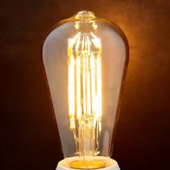 Filament Pære ^ Lindby E27 rustik LED-pære 6 W 500lm rav 1.800 K, 2 stk