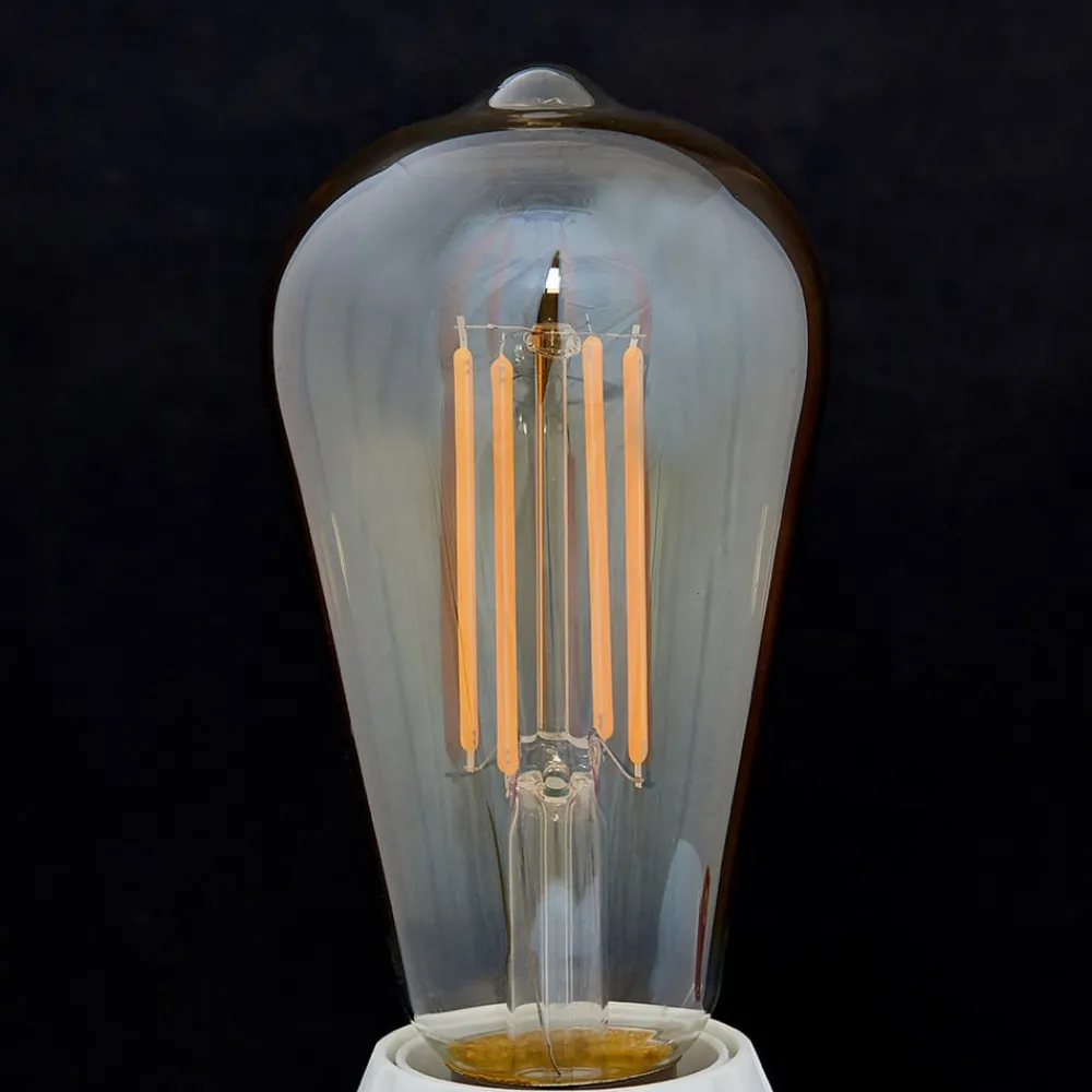 Lindby Filament Pære|Led Pærer > E27 rustik lyspære 6W 500lm ravfarvet 1.800K sæt med 3 stk