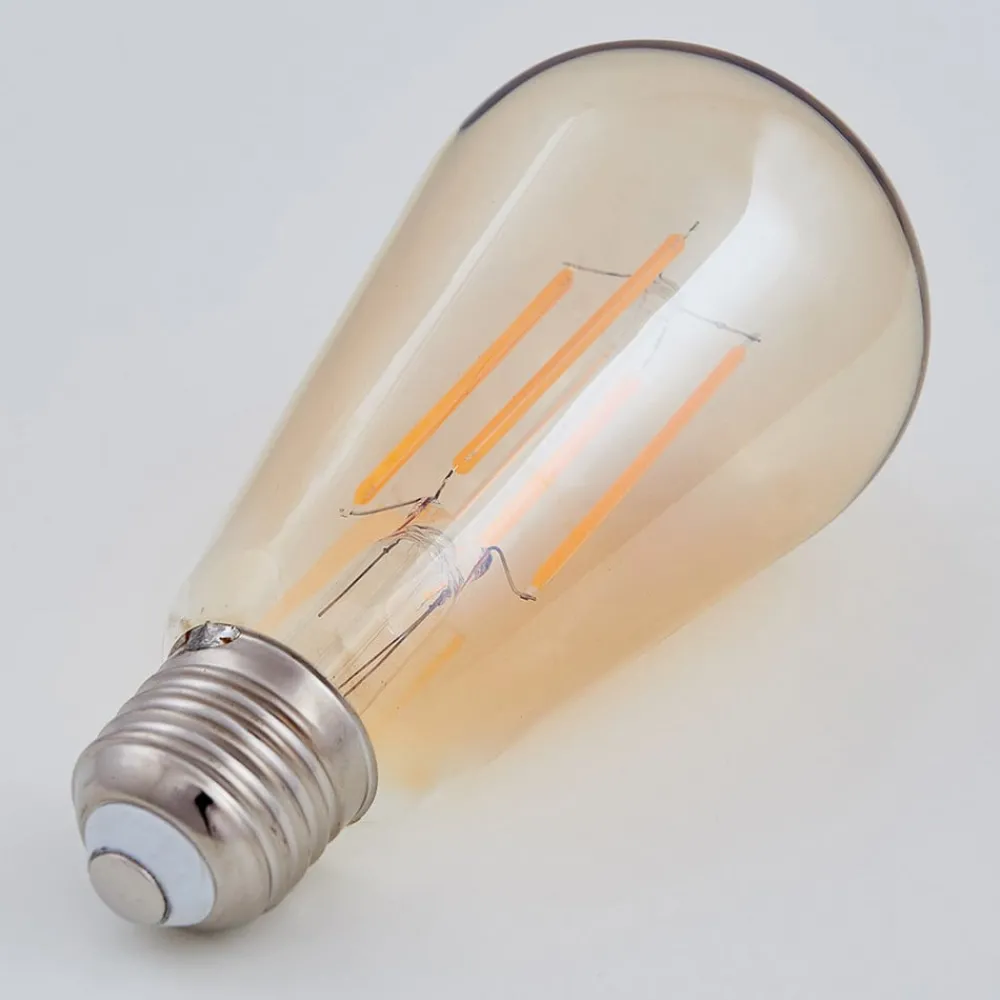 Lindby Filament Pære|Led Pærer > E27 rustik lyspære 6W 500lm ravfarvet 1.800K sæt med 3 stk