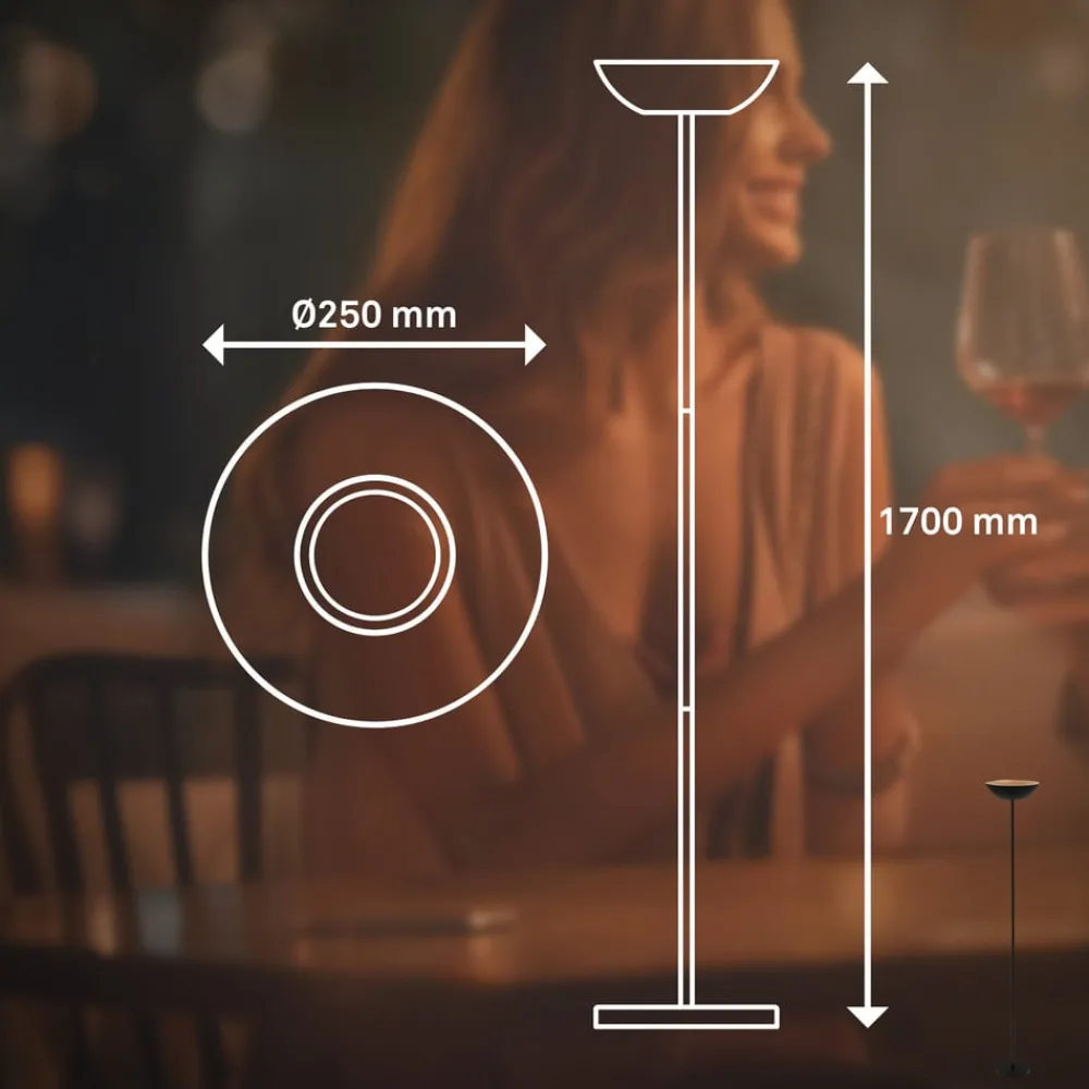 Briloner Gulvlamper > Estate LED-gulvlampe, sort, touchdæmper, USB-kabel