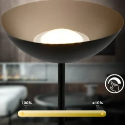 Briloner Gulvlamper > Estate LED-gulvlampe, sort, touchdæmper, USB-kabel