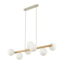 TK Lighting Pendellamper|Pendellamper > Estera hængelampe, opalglas, træ, 7 lyskilder