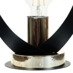 Bordlamper ^ Euluna bordlampe Petla, sort/guld, metal, Ø 19 cm