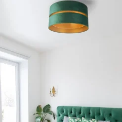 Euluna Loftlamper > Duo loftlampe tekstil grøn/guld Ø40cm