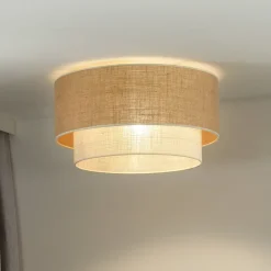 Euluna Loftlamper|Loftlamper > loftlampe Boho Jute, naturbrun/hvid, Ø 45 cm