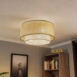 Euluna Loftlamper > loftlampe Boho jute & sort, brun/sort, Ø60cm