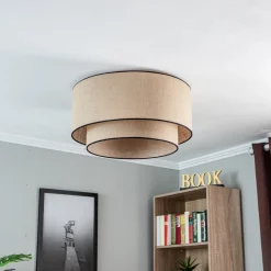 Euluna Loftlamper > loftlampe Boho jute & sort, brun/sort, Ø60cm