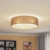 Loftlamper ^ Euluna rulleloft, jordfarvet stofskærm, Ø50cm