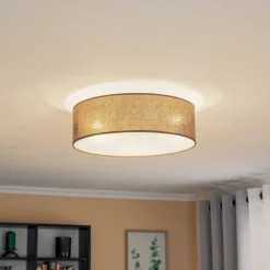Euluna Loftlamper > rulleloft, jordfarvet stofskærm, Ø40cm