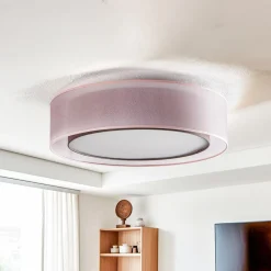 Loftlamper ^ Euluna Tibu loftlampe, tekstil, Ø50cm, jordfarvet