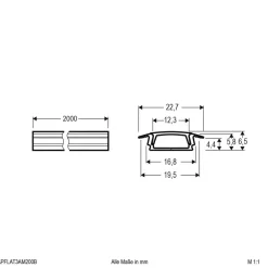 EVN Led Strips > APFLAT3 alu-profil, 200 cm T-profil, sort