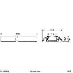 EVN Led Strips > APFLAT2 alu-profil, 200 cm U-profil, afrundet