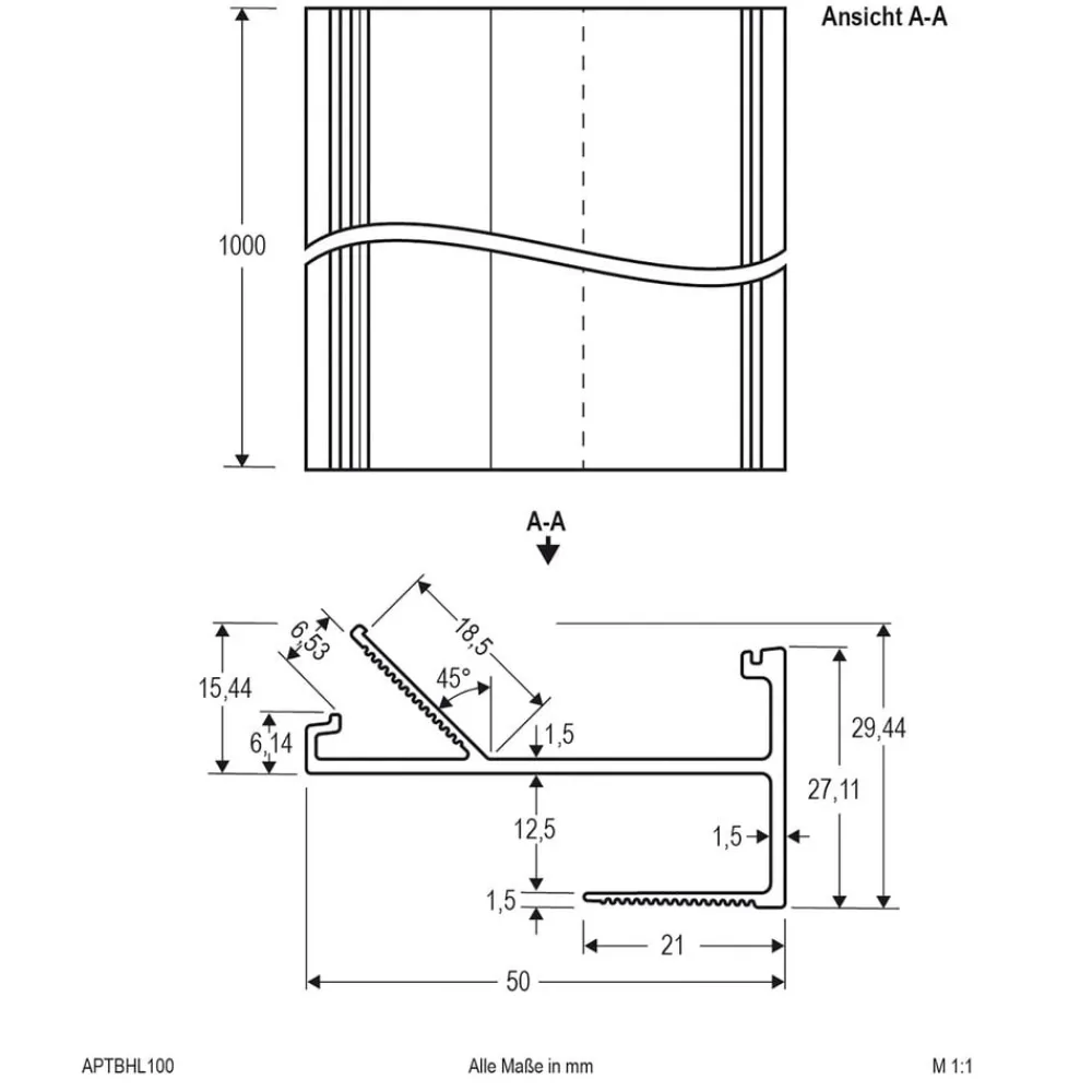 EVN Led Strips > APTBH alu-profil, loftsrettet, 100 cm alu