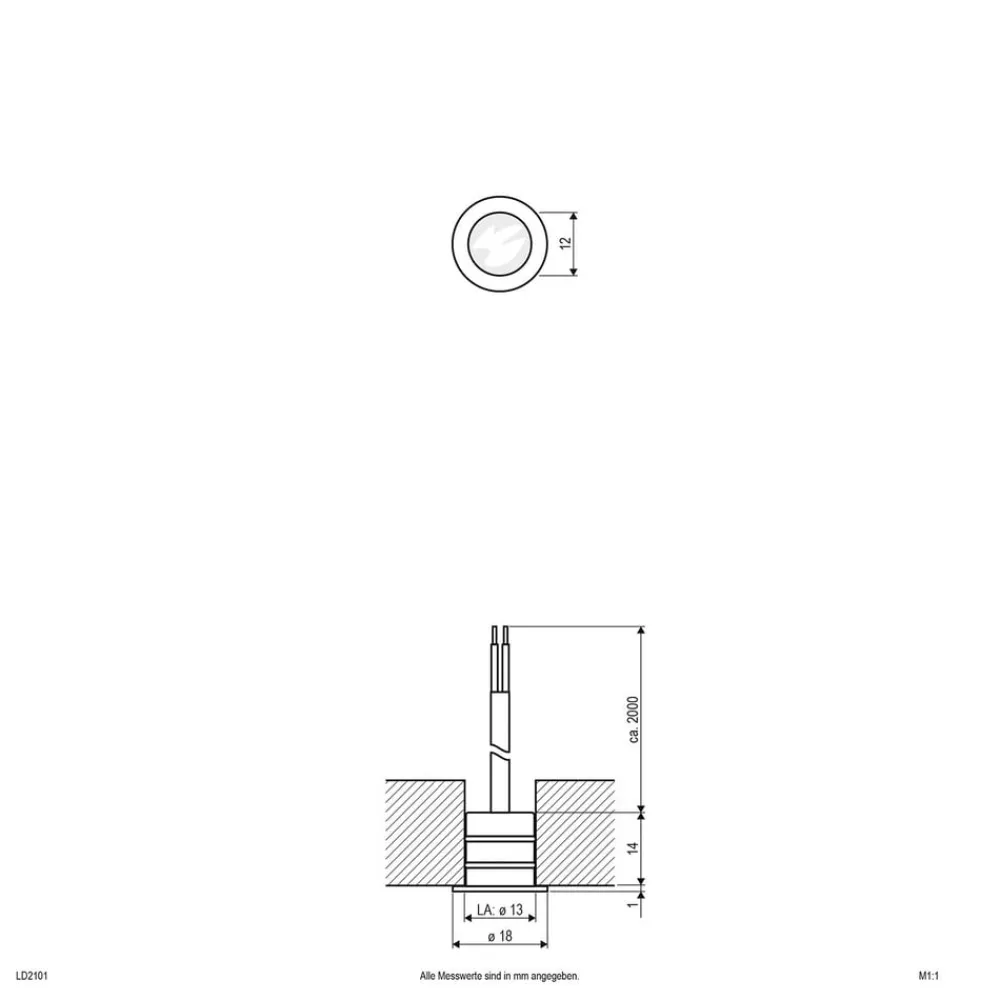 Loftlamper|Indbygningsspots ^ EVN LD2101 lampe 12 V IP68 Ø1,8cm 0,2 W 860