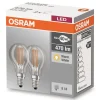 Filament Pære ^ OSRAM E14 4W 827 LED dråbepære i 2'er sæt