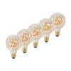 Lucande Dæmpbar Led-Pære|Filament Pære > E27 3,8 W LED G95 2.700 K 340lm riller, rav, 5 stk