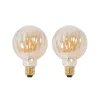 Lucande Dæmpbar Led-Pære|Filament Pære > E27 3,8 W LED G95 2.700 K 340lm riller, rav, 2 stk