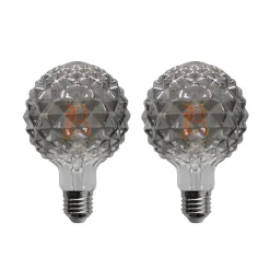 Lucande Filament Pære > E27 3,8 W LED-pære G95 918 struktur, røg, 2 stk