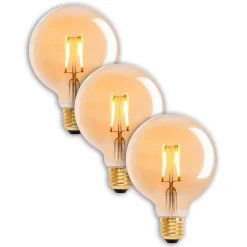 Näve Filament Pære > E27 4,1 W 310lm LED-globepære varmhvid guld 3 stk