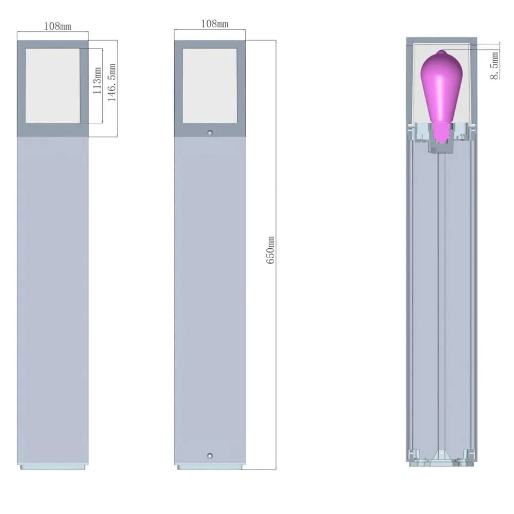 Deko-Light Gadebelysning > Facado II vejlampe, højde 65 cm, kantet, mørkegrå/opal