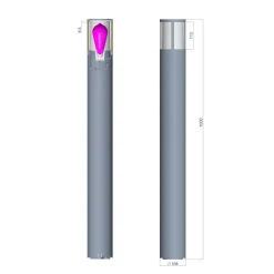 Deko-Light Gadebelysning > Facado II vejlampe, højde 100 cm, rund, mørkegrå/opal