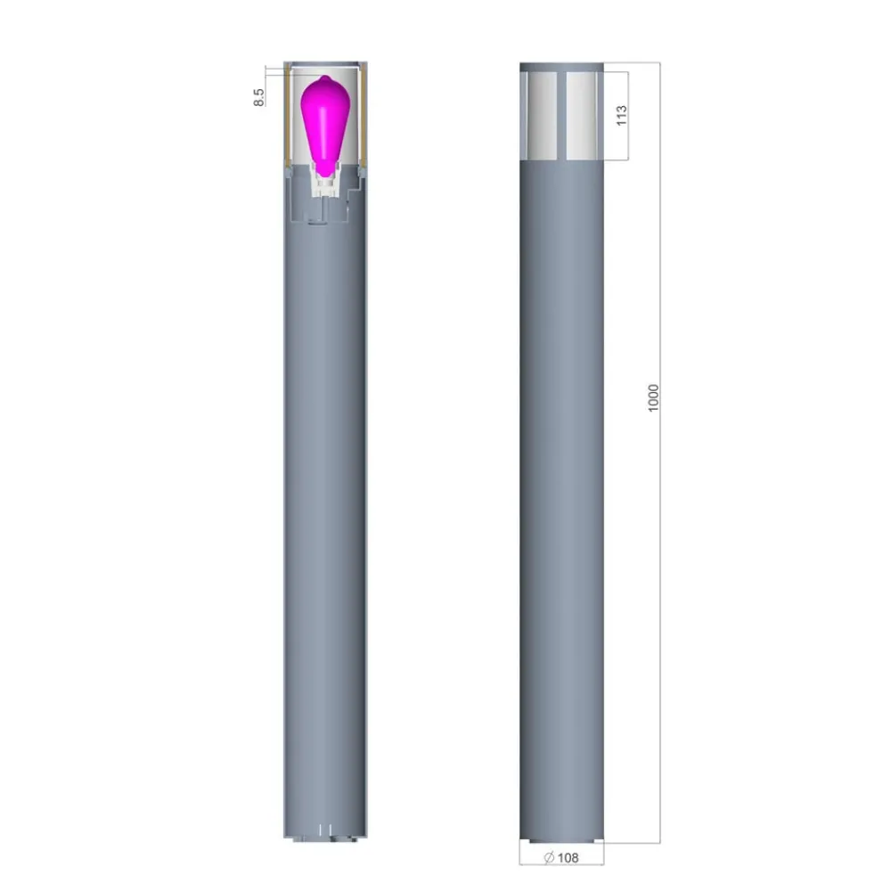 Deko-Light Gadebelysning > Facado II vejlampe, højde 100 cm, rund, mørkegrå/opal