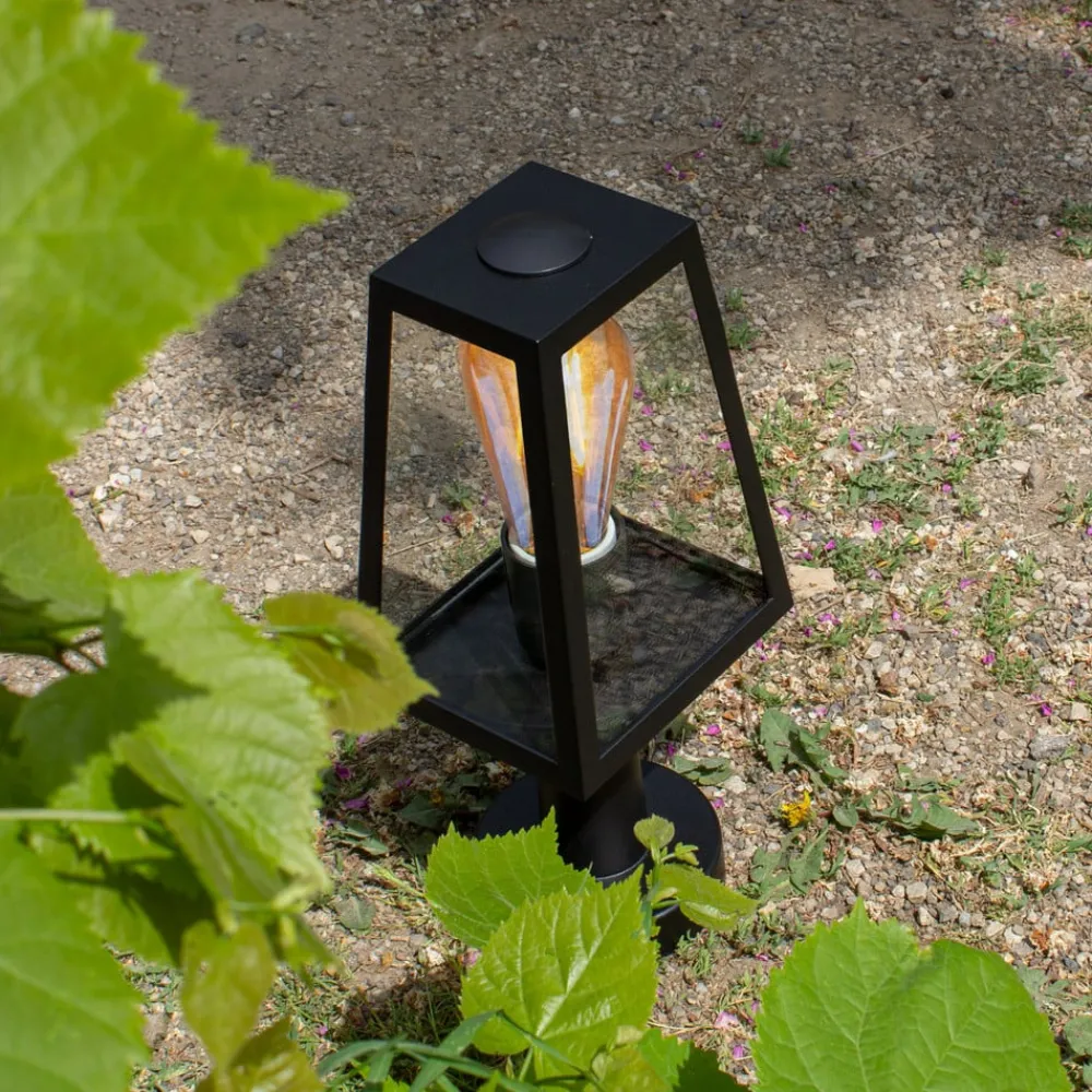 LUTEC Sokkellamper > Fia sokkellampe i mat sort med klart glas