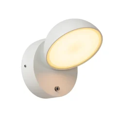 Væglampe Med Sensor ^ Lucide Finn LED-væglampe, hvid, metal, IP54, dag/nat-sensor