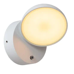 Væglampe Med Sensor ^ Lucide Finn LED-væglampe, hvid, metal, IP54, dag/nat-sensor