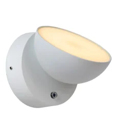 Væglampe Med Sensor ^ Lucide Finn LED-væglampe, hvid, metal, IP54, dag/nat-sensor