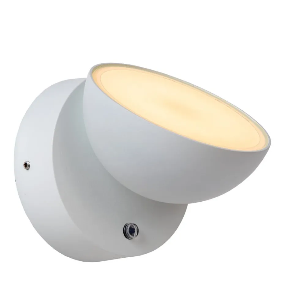 Væglampe Med Sensor ^ Lucide Finn LED-væglampe, hvid, metal, IP54, dag/nat-sensor