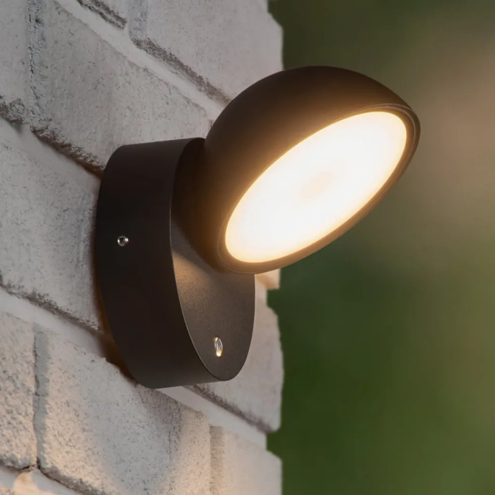 Væglampe Med Sensor ^ Lucide Finn LED-væglampe, sort, IP54, dag/nat-sensor