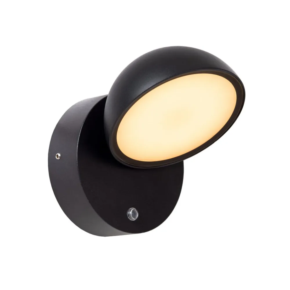 Væglampe Med Sensor ^ Lucide Finn LED-væglampe, sort, IP54, dag/nat-sensor