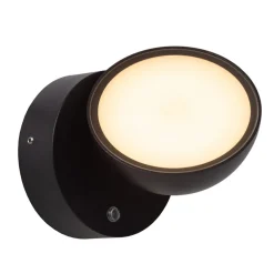 Væglampe Med Sensor ^ Lucide Finn LED-væglampe, sort, IP54, dag/nat-sensor