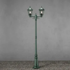 Lygtepæle ^ Konstsmide Firenze lygtepæl, 2 lyskilder, grøn