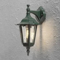 Væglamper ^ Konstsmide Firenze udendørs væglampe, grøn, fatning i bunden, 36 cm