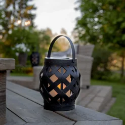 STAR TRADING Dekorationsbelysning|Terrassebelysning > Flame Lantern LED-lygte, sort, højde 16 cm