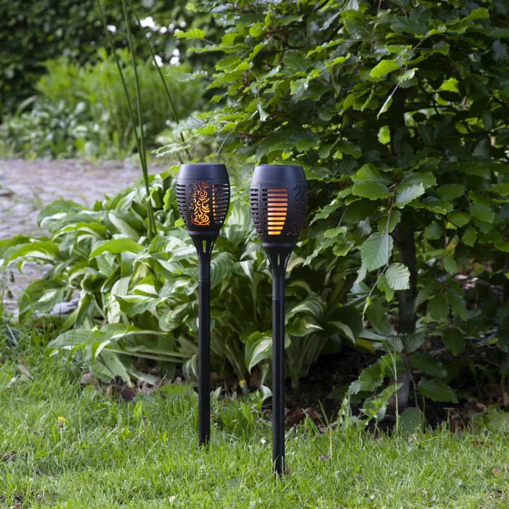 STAR TRADING Dekorationsbelysning|Solcellelamper > Flame solcelle LED-lampe m. jordspyd, sæt m. 2 stk