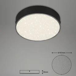 Loftlamper ^ Briloner Flame Star LED-loftslampe, Ø 15,7 cm, sort