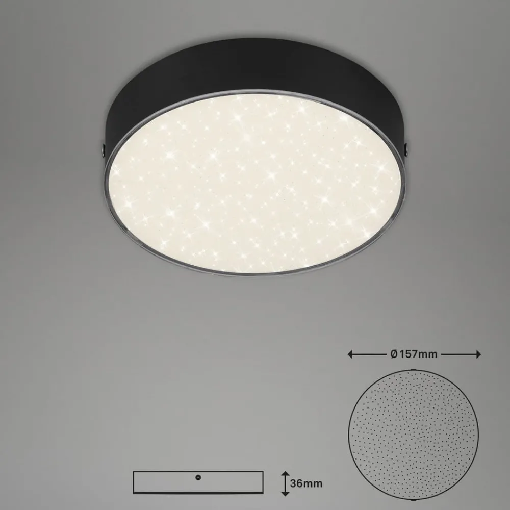 Loftlamper ^ Briloner Flame Star LED-loftslampe, Ø 15,7 cm, sort