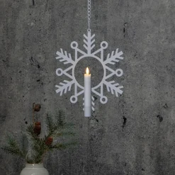 STAR TRADING Dekorationsbelysning|Julepynt > Flamme Snow LED-dekorationslampe med vokslys